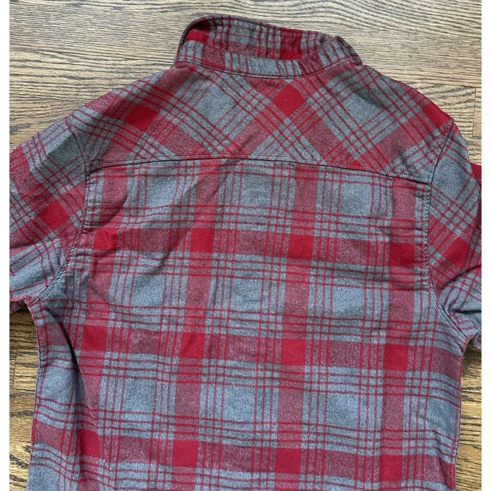 The North Face Mens Approach Flannel Shirt Red Gray Plaid Long Sleeve M